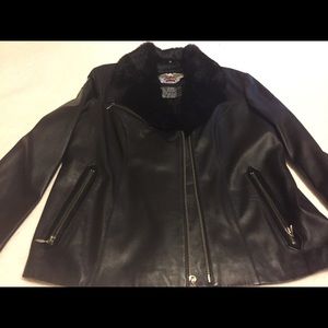 HD women’s extremely soft leather fur collar coat